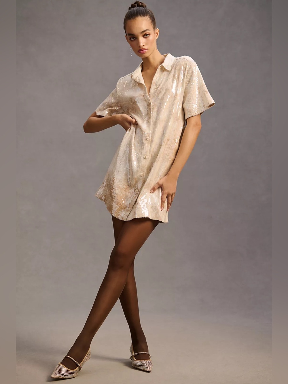 Anthropologie Pilcro Sequin Shirt Dress